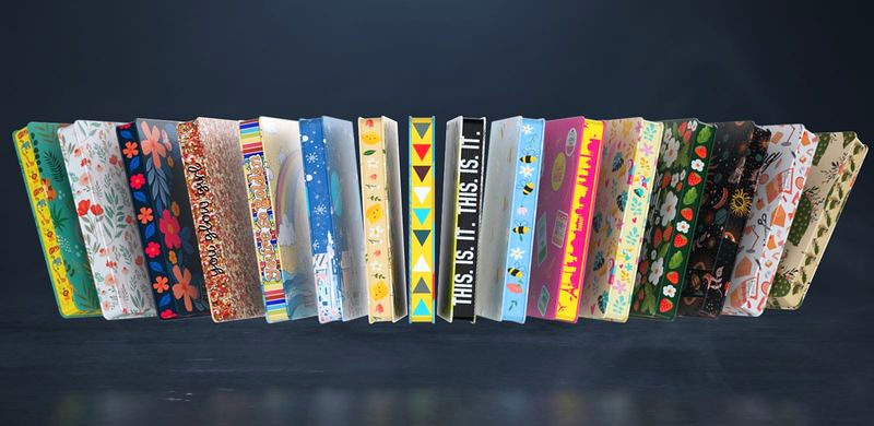 Books with colourful printed page edges