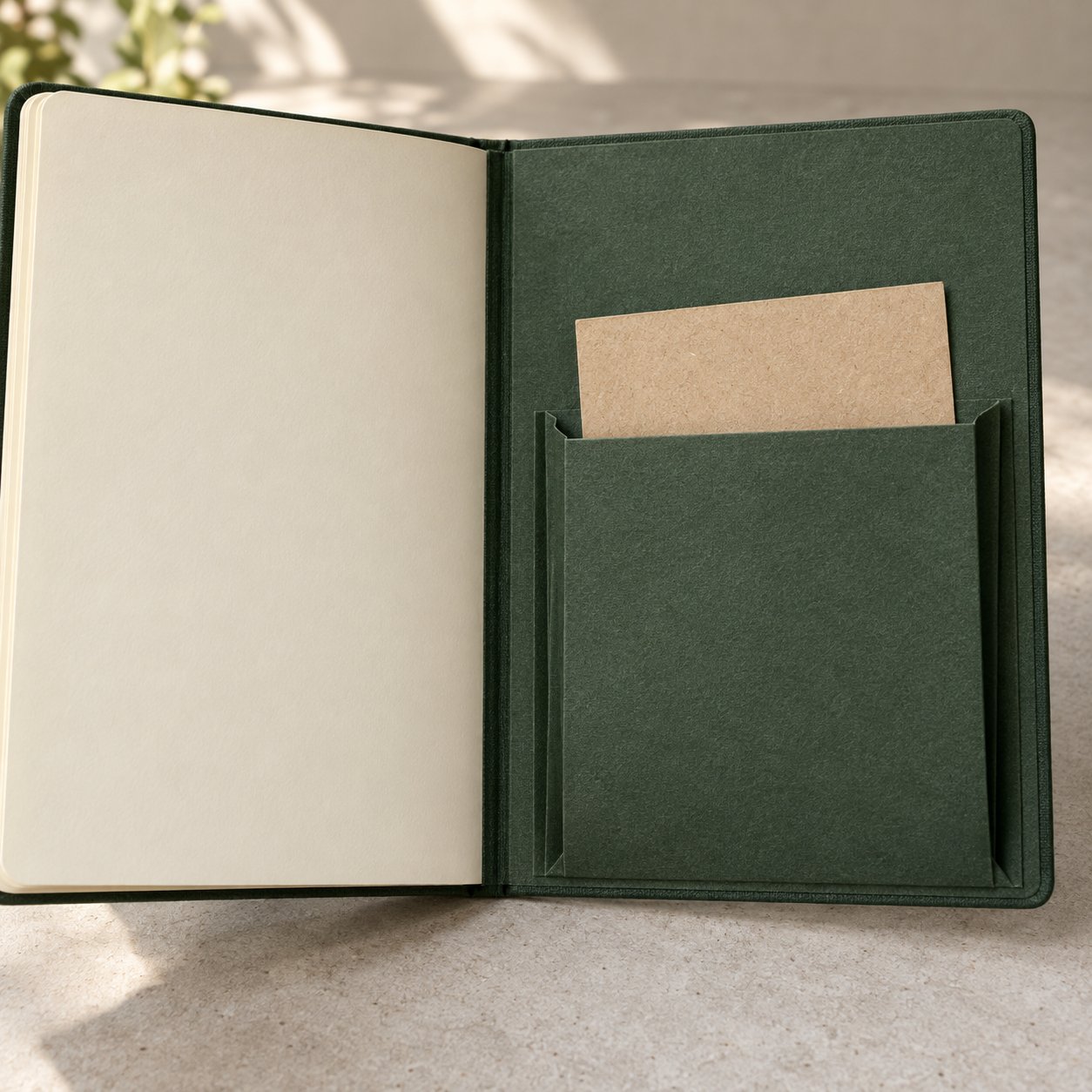 Expandable paper pocket inside a notebook back cover