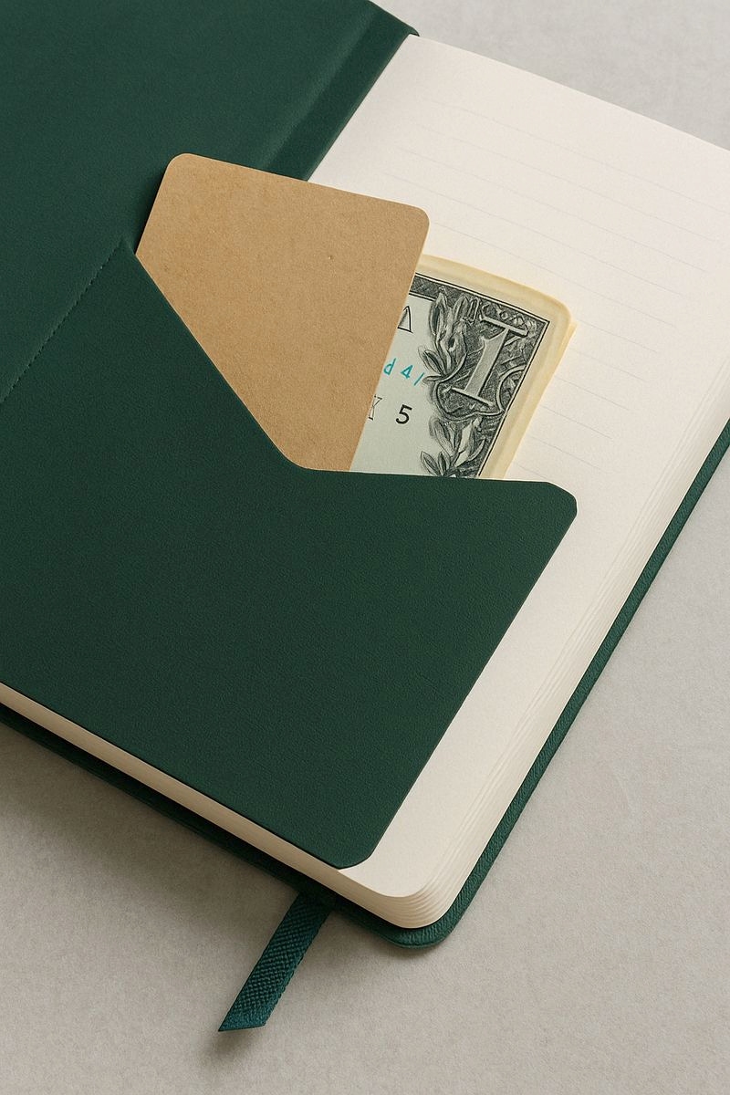 Back-cover paper pouch in a journal