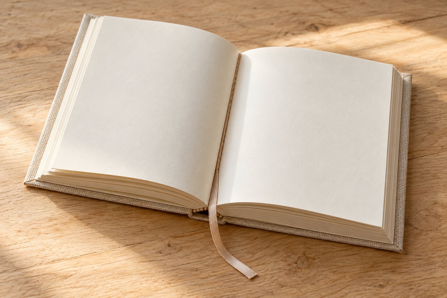 Cream cloth journal with a satin ribbon page marker