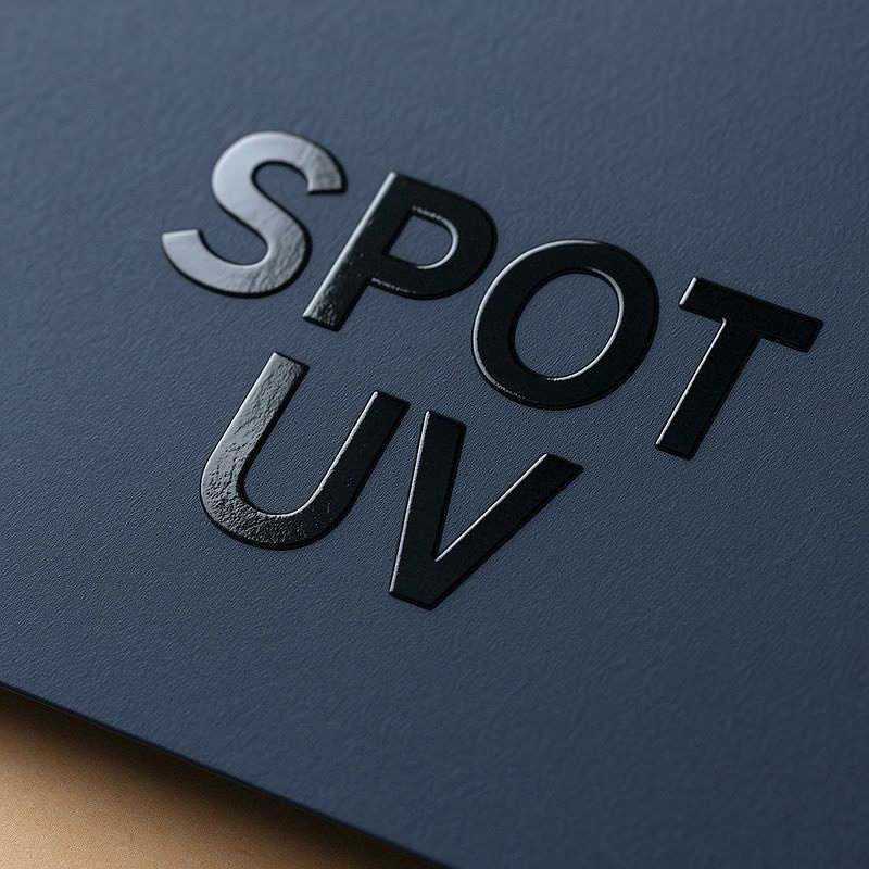 Spot UV gloss lettering on a dark cover