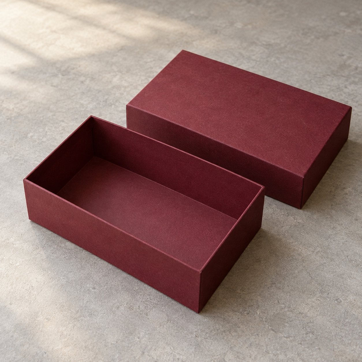 Rigid presentation box with a separate lift-off lid and base