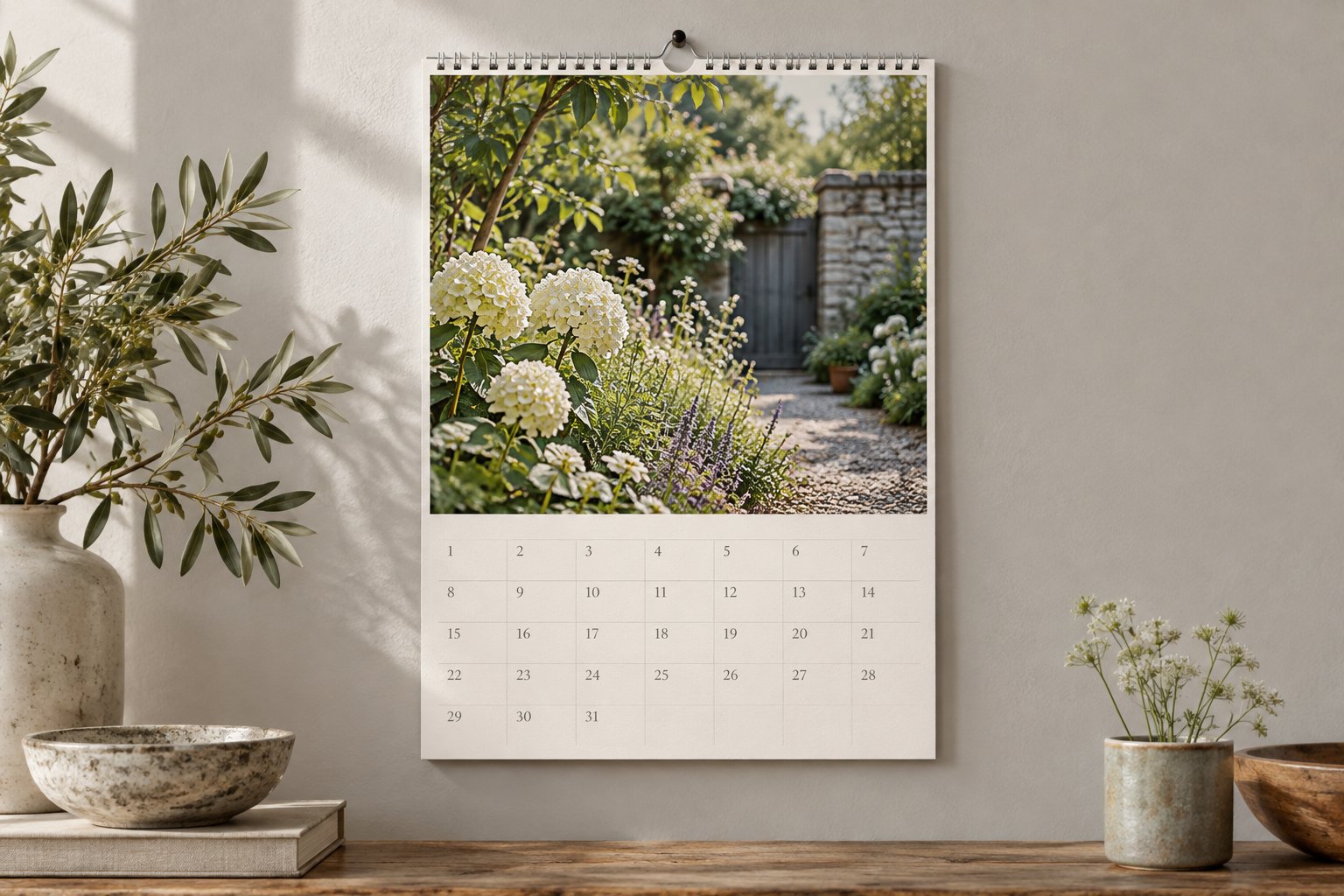 Botanical monthly wall calendar