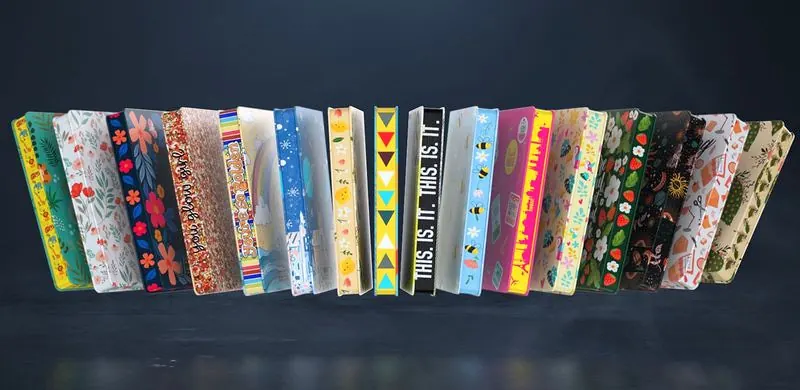 Books with colourful printed page edges
