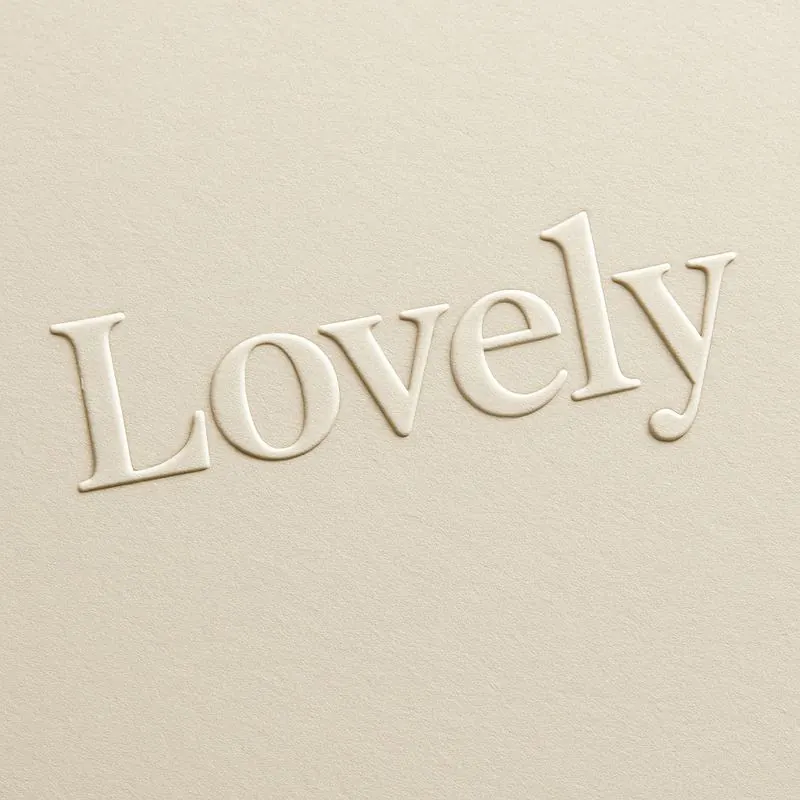 Embossed Lovely lettering on cream board