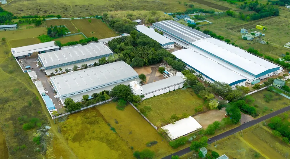 Aerial view of the Lovely Offset manufacturing campus in Sivakasi